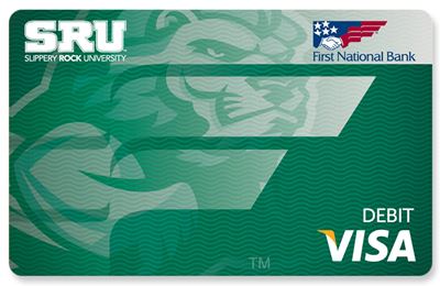 Slippery Rock University branded First National Bank Visa debit card