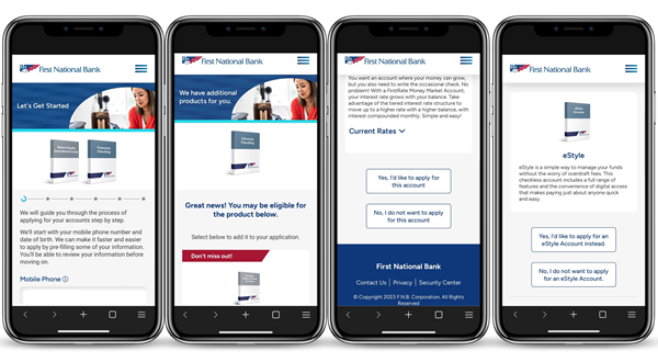 FNB eStore Common application displayed on smart phone. 