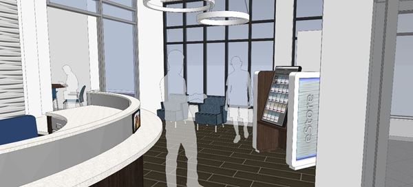 Rendering of the interior of FNB’s planned Remington Row location in Baltimore, Maryland