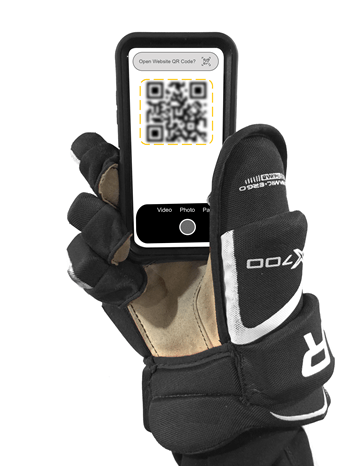 Hockey glove holding phone